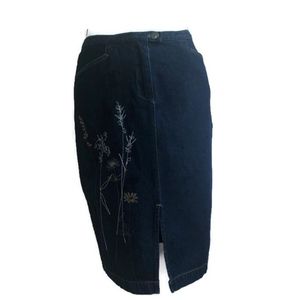 SFA Real Clothes 6P Embroidered Denim Midi Skirt
